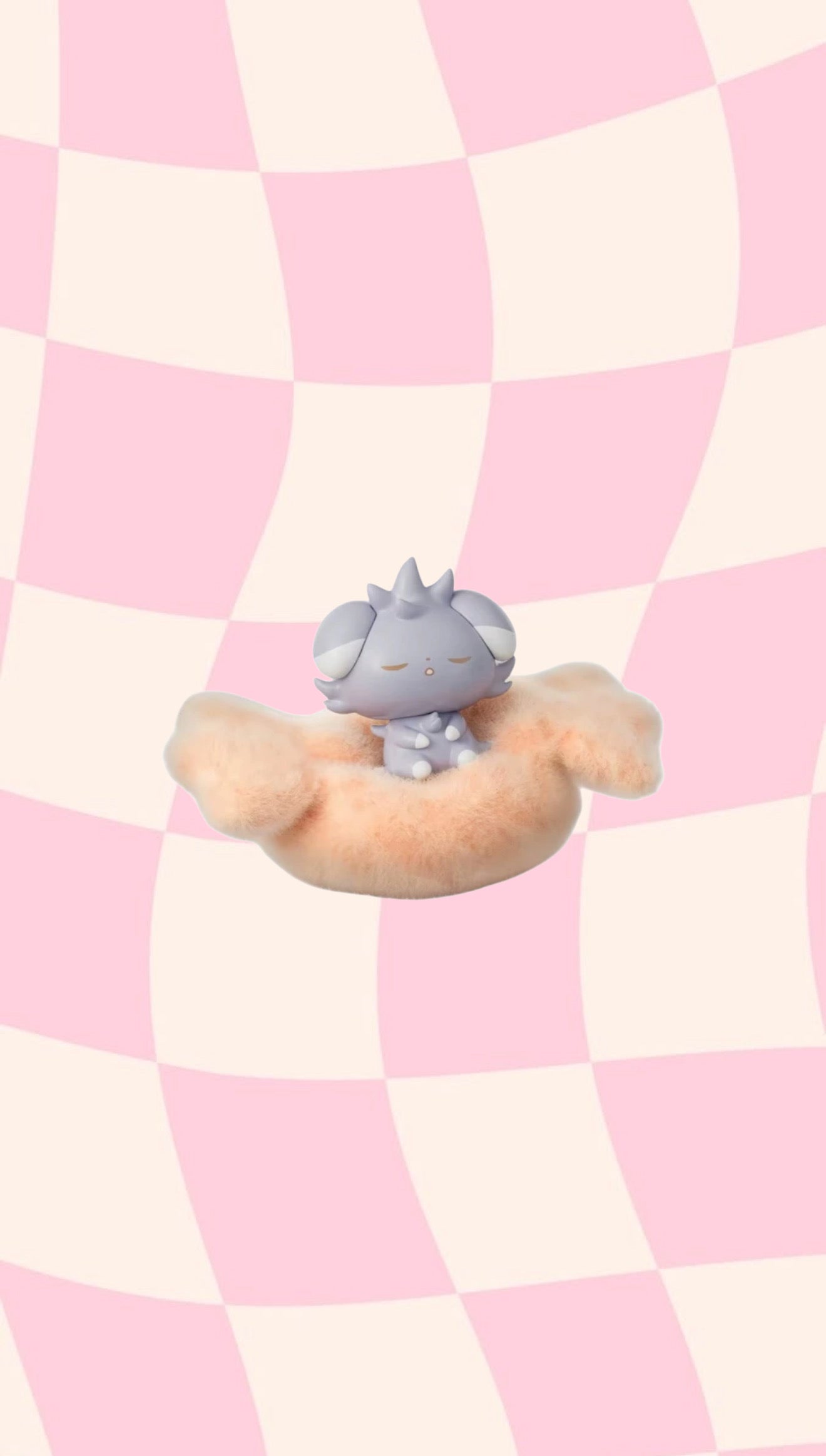 Hollybox Pokepeace sleeping Espurr figure on a peach plush cloud, Sweet Dreams series